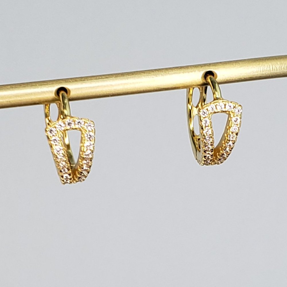 New 18K Gold Plated Sterling Silver Pave Huggies Earrings